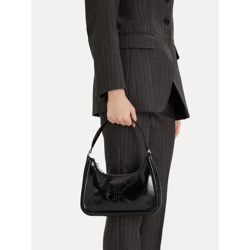 Τσάντα Calvin Klein Bold Ck Metallic Shoulder Bag LV04F3332G Μαύρο