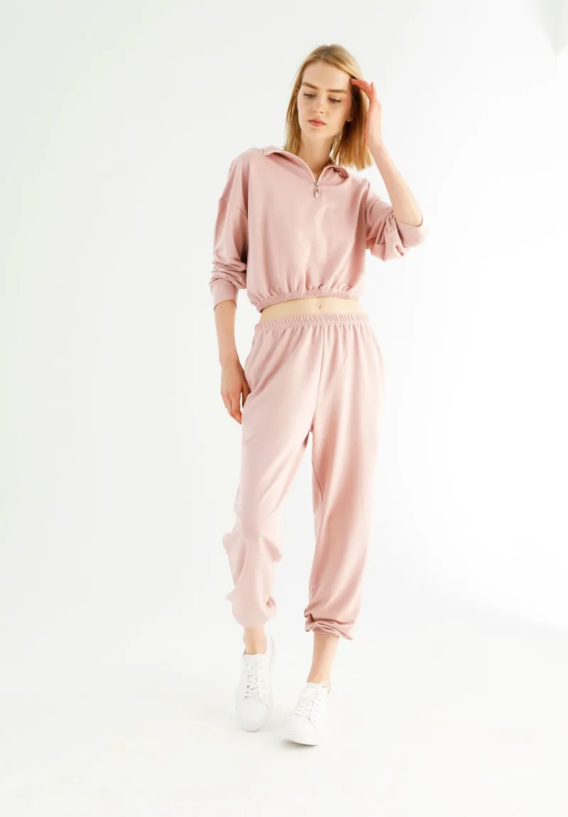 Σετ Φόρμας Crop Top Με Φερμουαρ Trust Baby Powder 78042