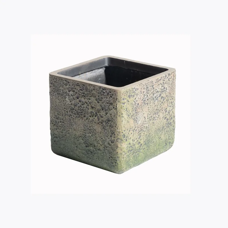 Supergreens Γλάστρα Πήλινη Τετράγωνη Βρύα Πράσινη 30x30x27 εκ.