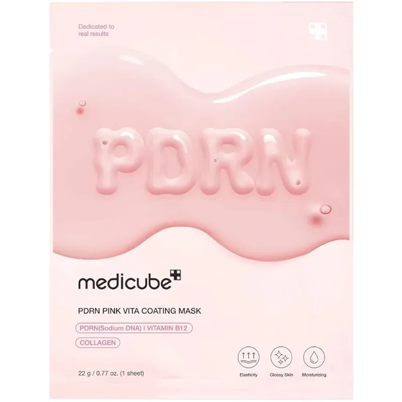Medicube PDRN Ροζ Vita Coating Mask Υφασμάτινη Μάσκα Προσώπου με Κολλαγόνο & Βιταμίνη Β12 για Σύσφιξη, Ενυδάτωση, Λάμψη & Κατά των Πανάδων 22g