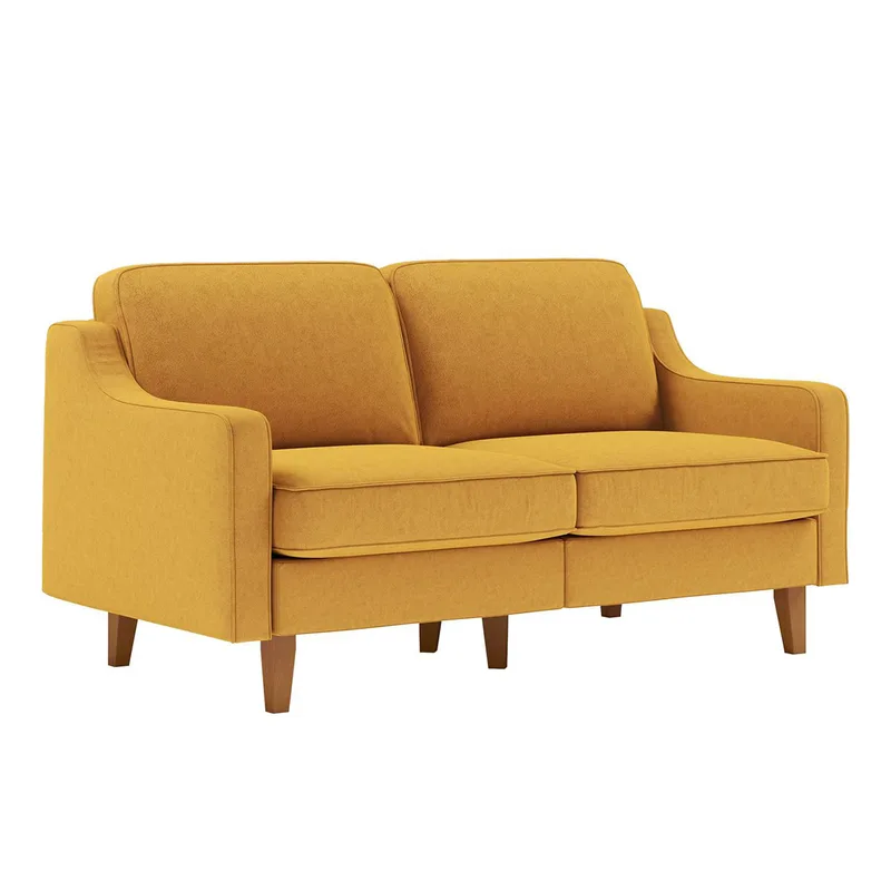 Διθέσιος Καναπές Robin 2 - Mustard, Walnut 918Cmf1136 (155x16x87)