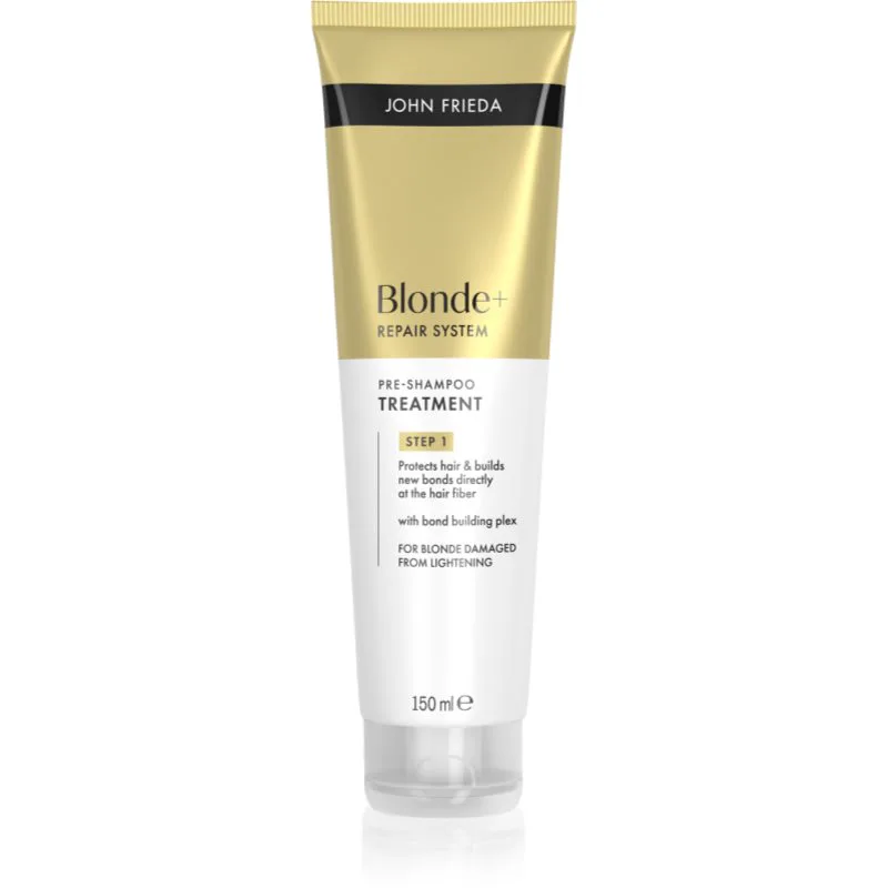 John Frieda Blonde+ Repair System Pre-shampoo Treatment φροντίδα πριν τη περιποιήση με σαμπουάν για την ενίσχυση μαλλιών 150 ml