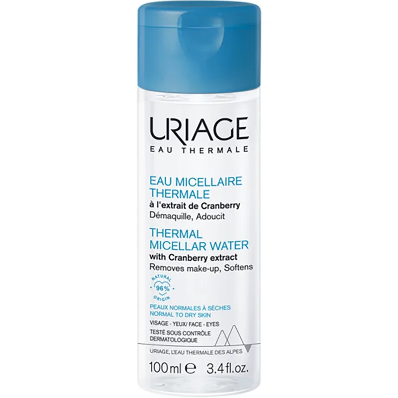 Uriage Eau Thermale Micellar Water Ιαματικό Νερό Προσώπου - Ματιών για Καθαρισμό & Ντεμακιγιάζ, Κατάλληλο για Κανονική προς Ξηρή Επιδερμίδα 100ml
