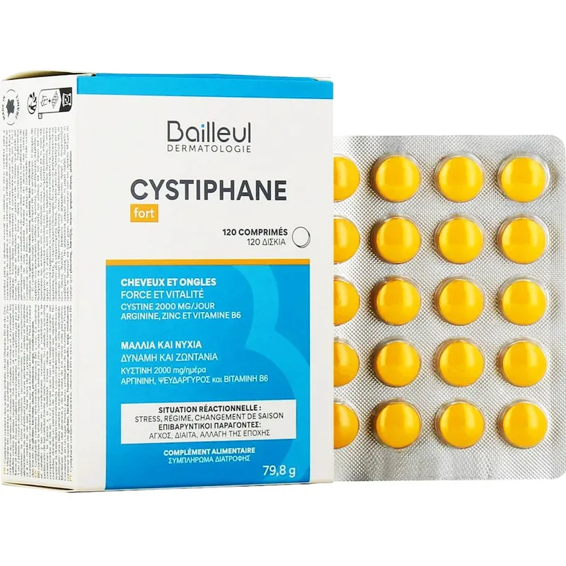 Bailleul Dermatologie Cystiphane Fort Hair & Nail Supplement Συμπλήρωμα Διατροφής με L-Κυστίνη για Δύναμη & Ζωντάνια σε Μαλλιά & Νύχια 120 tabs