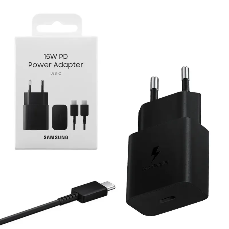 Samsung Fast Travel Φορτιστής 15W USB με Καλώδιο Type-C to Type-C Black