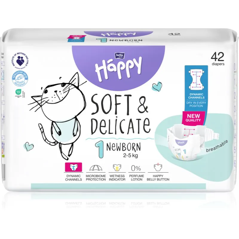 BELLA Baby Happy Soft&Delicate πάνες μίας χρήσης με κανάλια Newborn 2-5 kg 42 τμχ