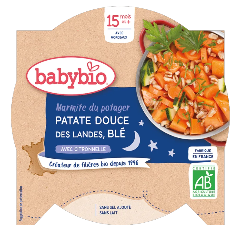 Babybio Dinner Plate - 15 months and more - Sweet Potato, Wheat - ORGANIC 260 g