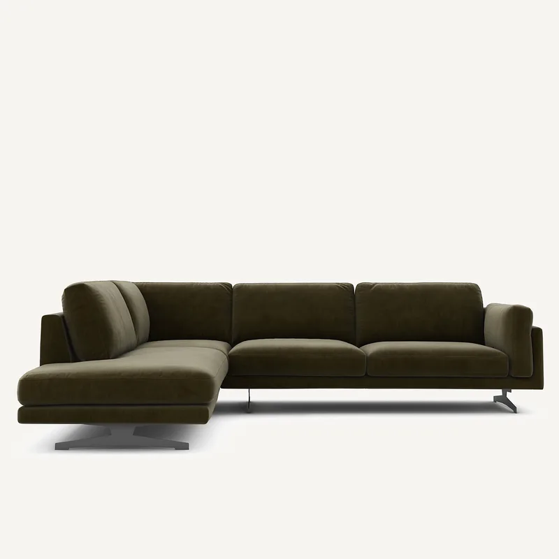 Γωνιακός καναπές από βελούδο Μ234xΠ289xΥ82cm