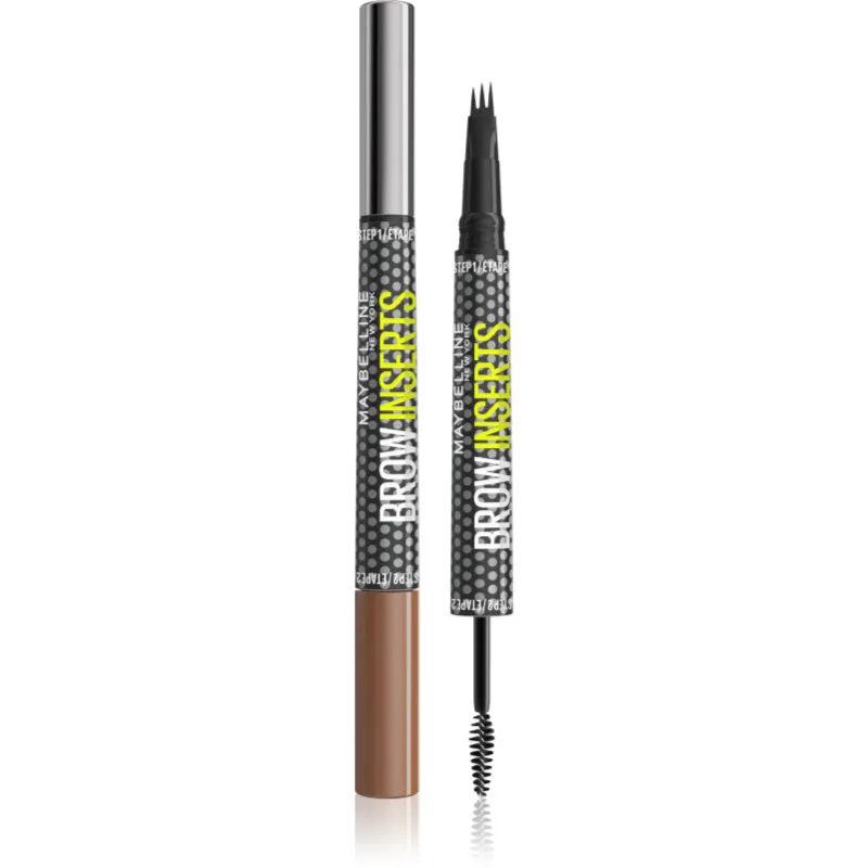 MAYBELLINE NEW YORK Brow Inserts μαρκαδόρος για τα φρύδια με βούρτσα 2 σε1 απόχρωση 2 Soft Brown 1.25 ml
