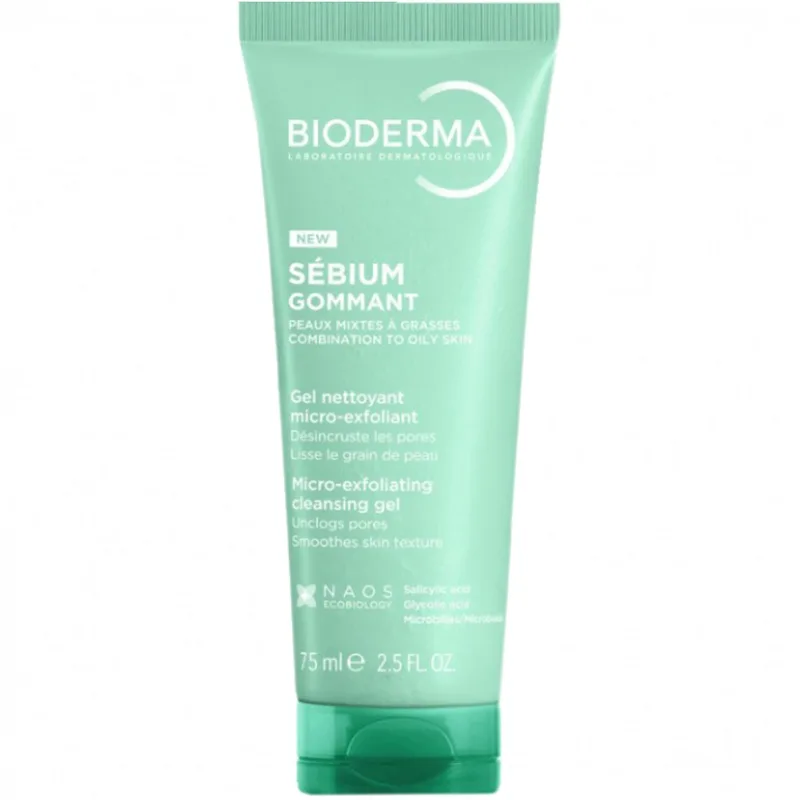 Bioderma Sebium Micro-Exfoliating Cleansing Gel Ενυδατικό Τζέλ Καθαρισμού & Απολέπισης για Μικτό Προς Λιπαρό Δέρμα για Λαμπερή Επιδερμίδα 75ml