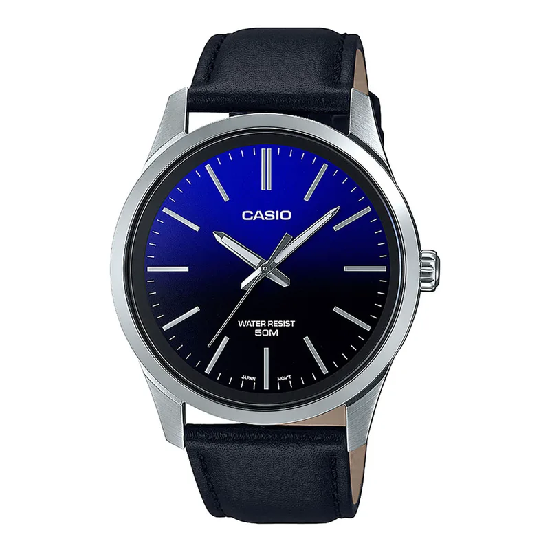 CASIO Collection Black Leather Strap MTP-E180L-2AVEF