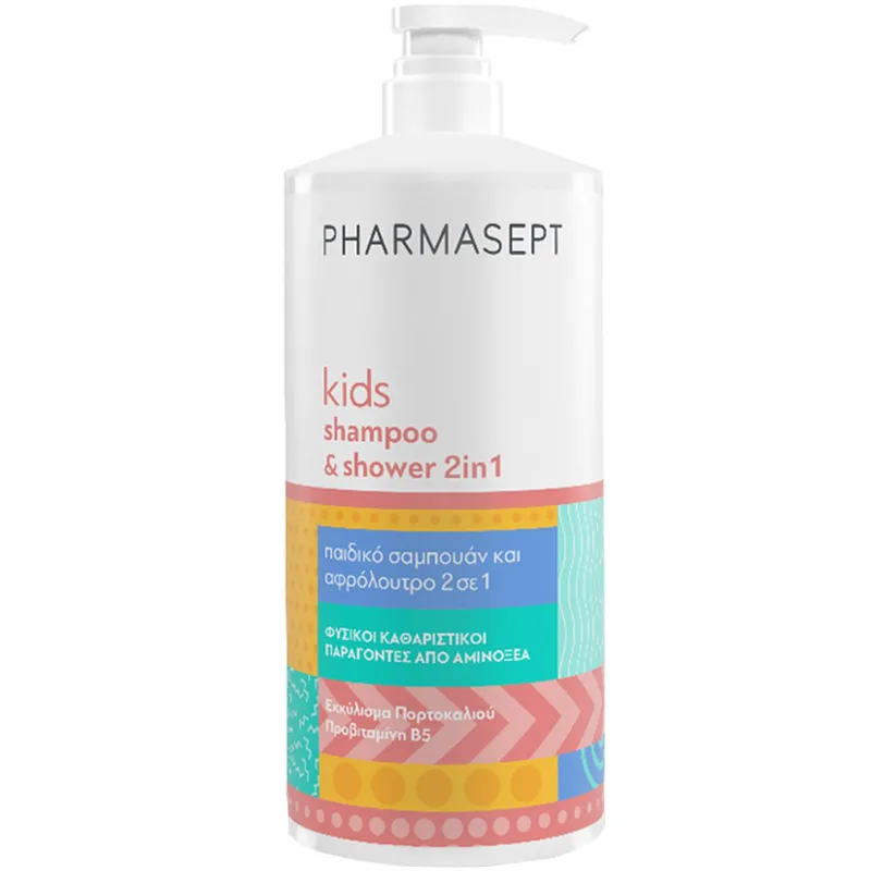 Pharmasept Kids 2in1 Shampoo & Shower Απαλό Υποαλλεργικό Παιδικό Αφρόλουτρο & Σαμπουάν για την Ευαίσθητη Παιδική Επιδερμίδα με Άρωμα Πράσινου Μήλου με Αντλία 1Lt