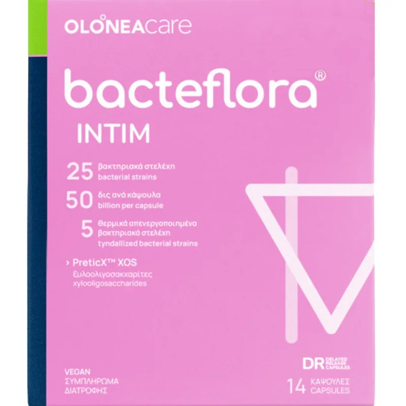 Olonea Bacteflora Intim Συμπλήρωμα Διατροφής με Προβιοτικά & Πρεβιοτικά για το Κολπικό Μικροβίωμα 14veg.caps