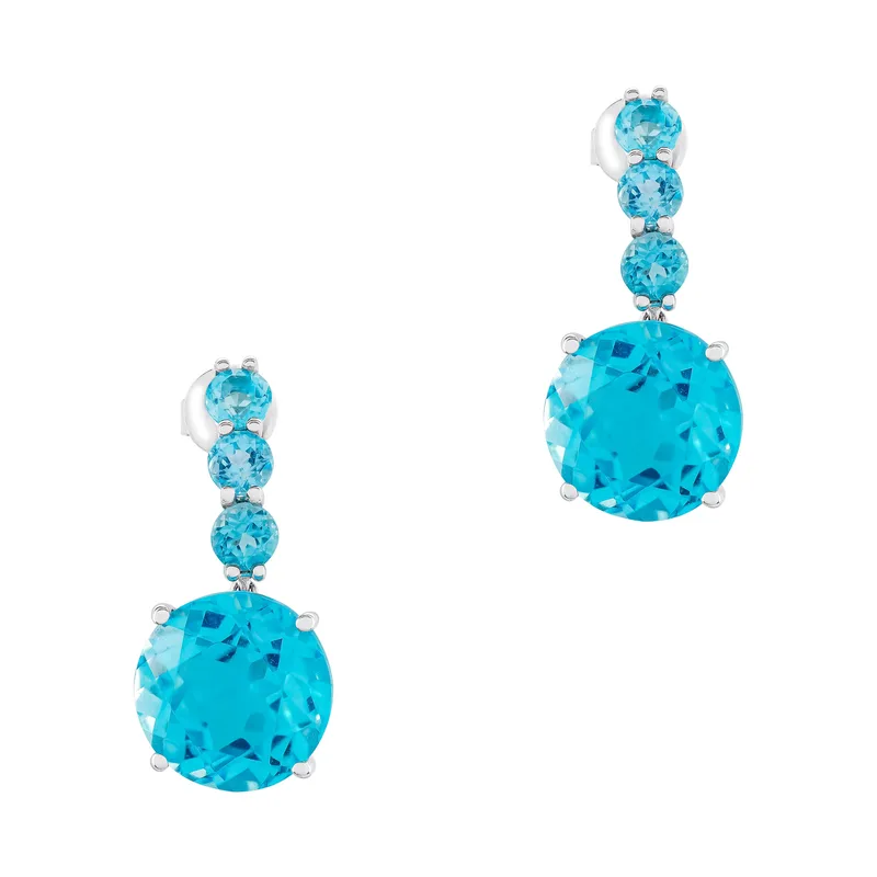 Diamond Group Σκουλαρίκια με Blue Topaz Από Λευκό Χρυσό 18 Καρατίων SK1703