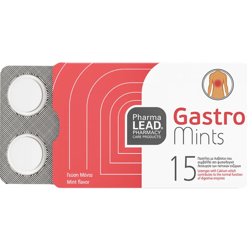 Pharmalead Gastro Mints Συμπλήρωμα Διατροφής Ασβεστίου & Μαγνησίου για Αντιμετώπιση της Καούρας & Βελτίωση της Πέψης με Γεύση Μέντα 15 Lozenges