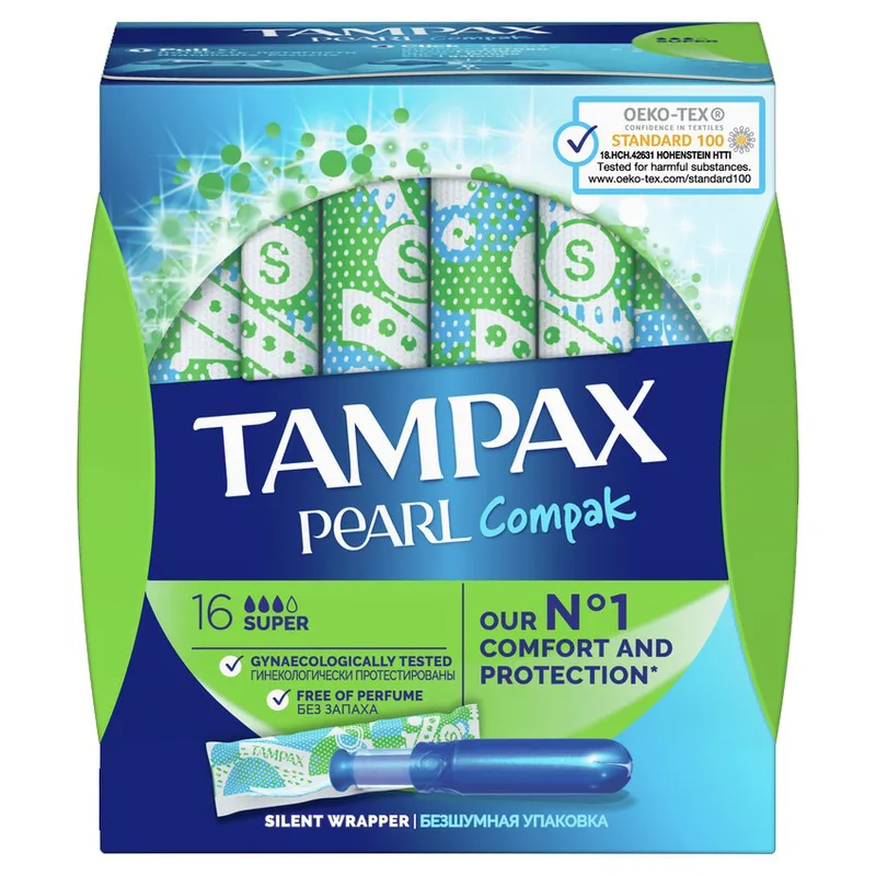 Tampax Pearl Compak Super Ταμπόν 3x Comfort με Απλικατέρ 16 τεμάχια