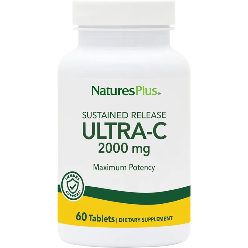 Natures Plus Ultra-C 2000mg Συμπλήρωμα Διατροφής Βιταμίνης C με Εκχύλισμα Καρπών Αγριοτριανταφυλλιάς Παρατεταμένης Αποδέσμευσης για Φυσιολογική Λειτουργία του Ανοσοποιητικού Συστήματος με Αντιοξειδωτική Δράση 60tabs