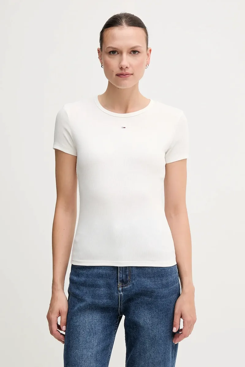 Tommy Jeans Basic t-shirt γυναικείο από βαμβάκι με ελαστάν 2-pack