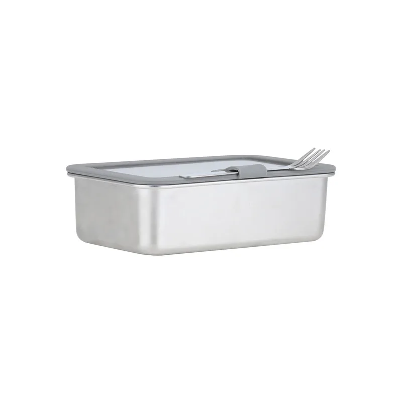 Φαγητοδοχείο Ανοξείδωτο Με Πηρούνι 1050ml-21,6x16,5x7,4εκ. Click & Seal Estia 01-33026 (Υλικό: Γυαλί) - estia - 01-33026