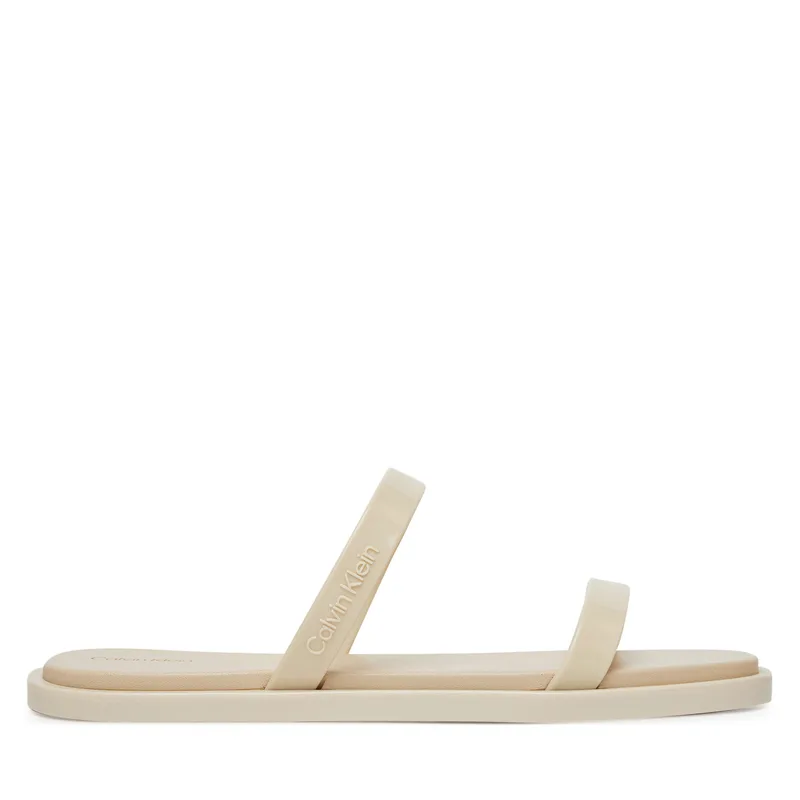 Παντόφλες Calvin Klein Double Bar Slide - Jelly HW0HW02417 Εκρού
