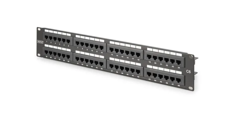 DIGITUS Patchpanel 2HE 48-Port Cat6 ungeschirmt schwarz