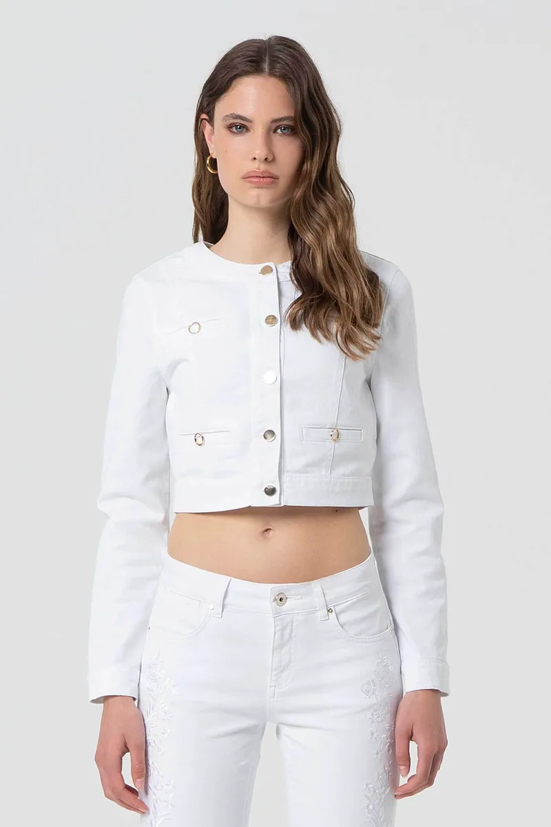 Fracomina γυναικείο jacket cropped - FR25SJ4004W61501-278 Λευκό