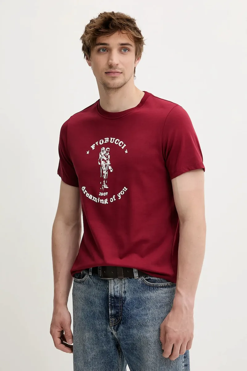 Βαμβακερό μπλουζάκι Fiorucci Burgundy Dreaming of You Regular Fit T-Shirt