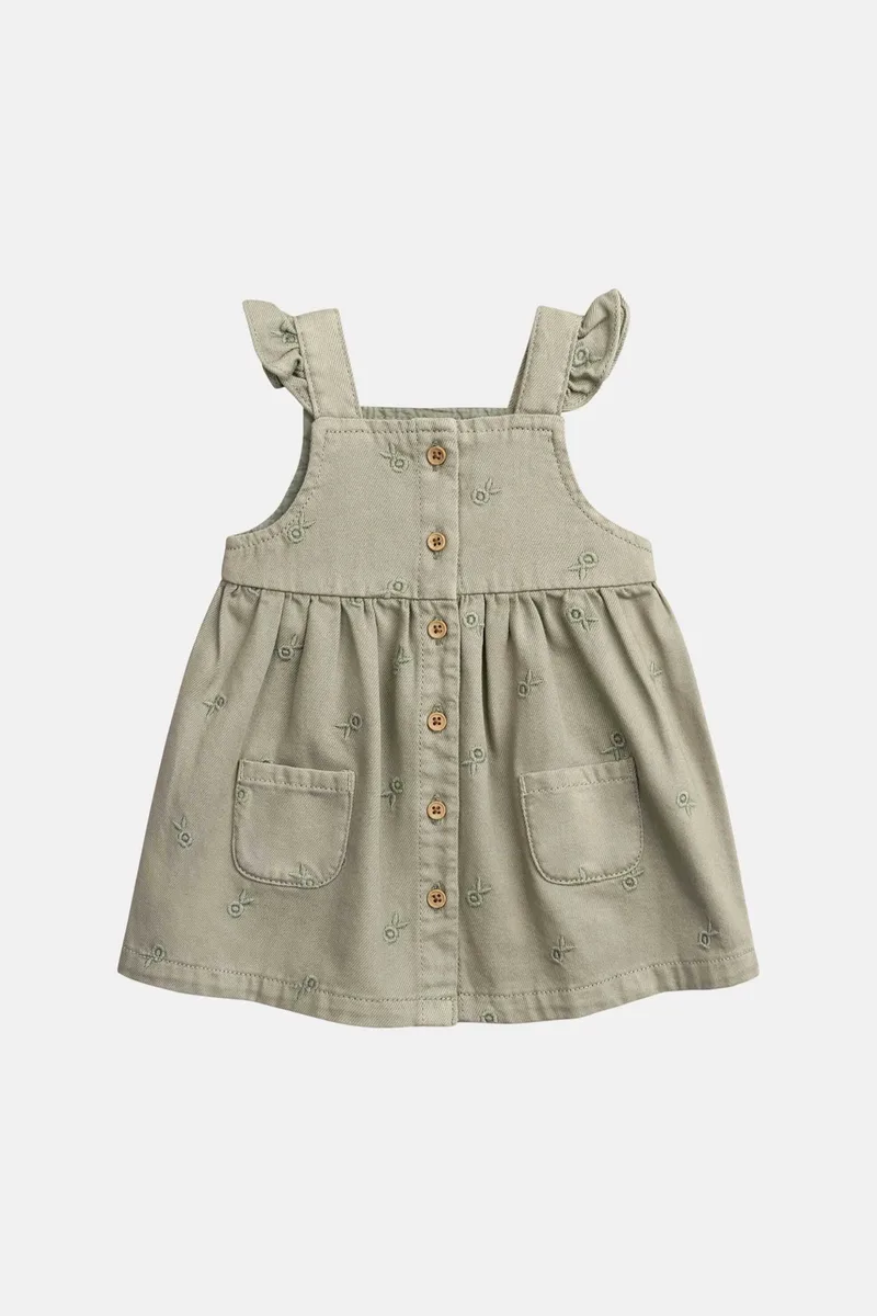 DPAM βρεφικό αμάνικο φόρεμα για κορίτσια "Olive Floral" - 371245 Λαδί