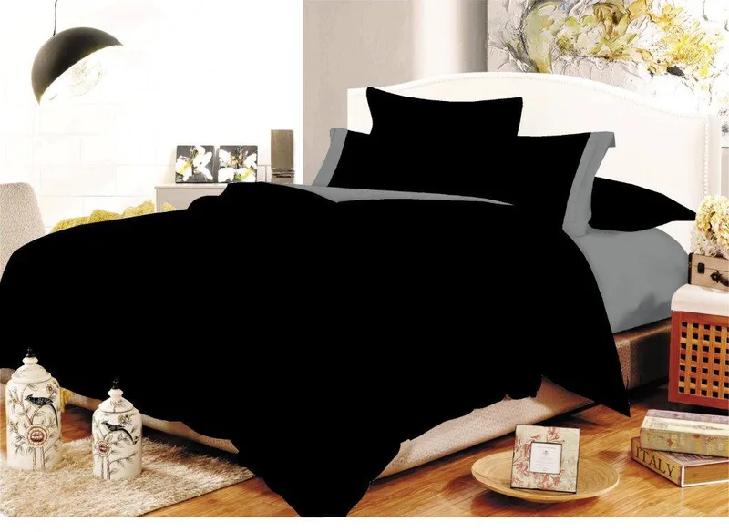 Σετ Σεντόνια Polycotton Μονά Με Λάστιχο 100x200+20εκ. Με Φάσα Black-Grey 7000009-1F (Τύπος κατωσέντονου: Με Λάστιχο, Ύφασμα: 50% Cotton-50% Polyester, Χρώμα: Μαύρο, Μέγεθος: Μονά) - KOMVOS HOME - 7000009-1F