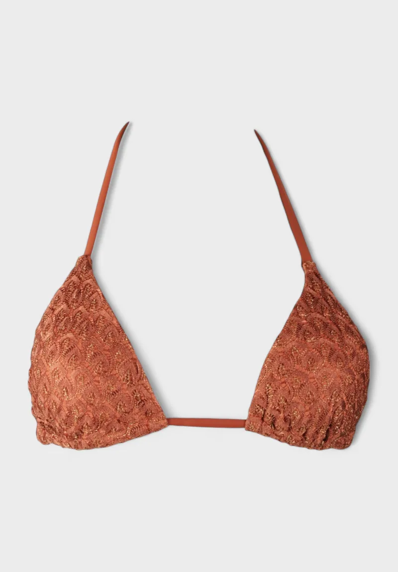 Μπικίνι Triangle Bronze με Χρυσή Δαντέλα CL3051-3-Κεραμιδί