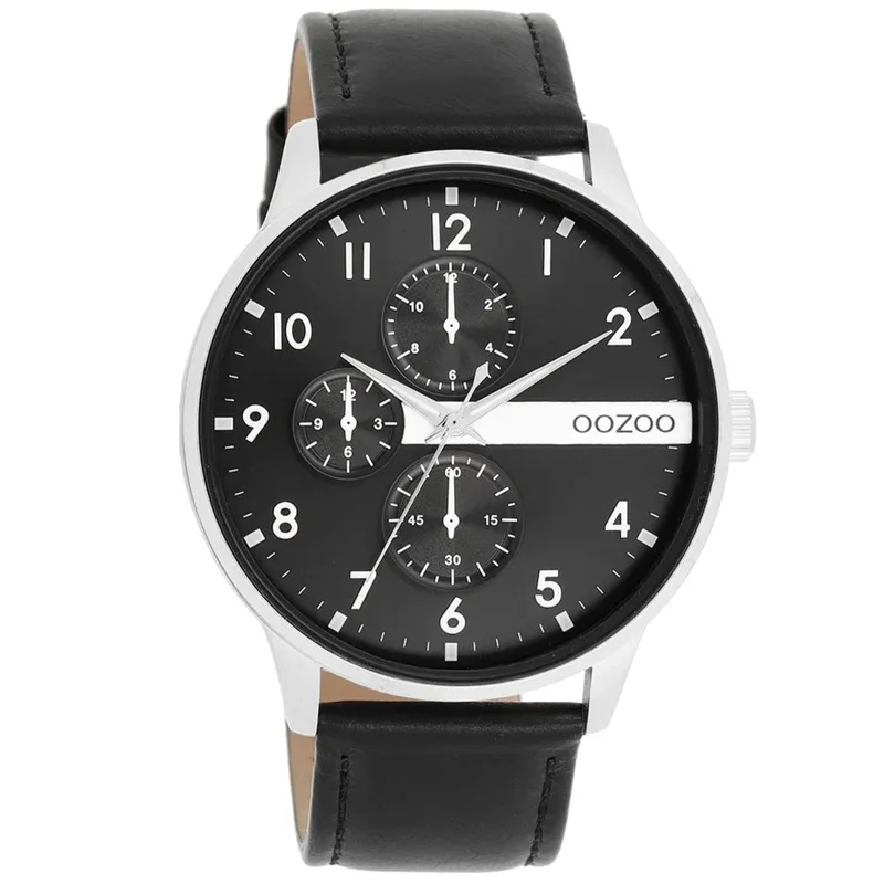Ρολόι Ανδρικό Black Leather Strap C11309 Oozoo