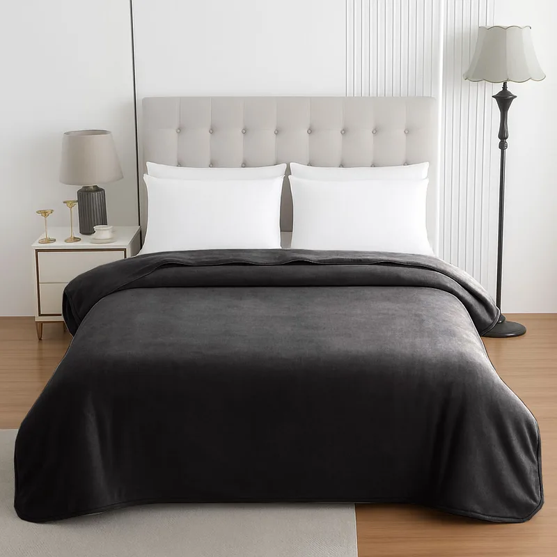 Κουβέρτα Βελουτέ Υπέρδιπλη 220x240εκ.-550gr Anthraces Le Blanc 7012385-5 (Ύφασμα: Βελούδο, Χρώμα: Ανθρακί, Μέγεθος: Υπέρδιπλα) - KOMVOS HOME - 7012385-5