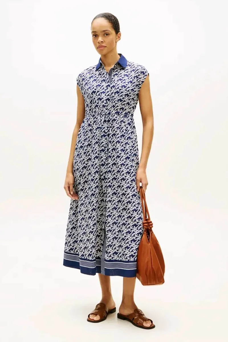 Tommy Hilfiger γυναικείο μεταξωτό φόρεμα με all-over print - WW0WW49551 Μπλε