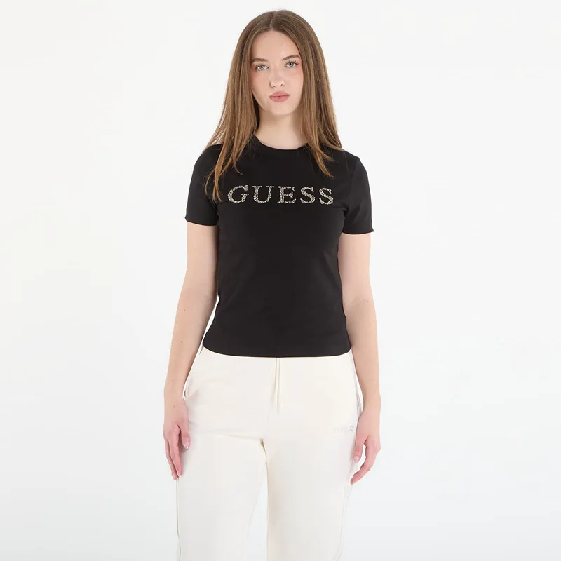 T-shirt GUESS Octavia Rn Ss T-Shirt Jet Black S
