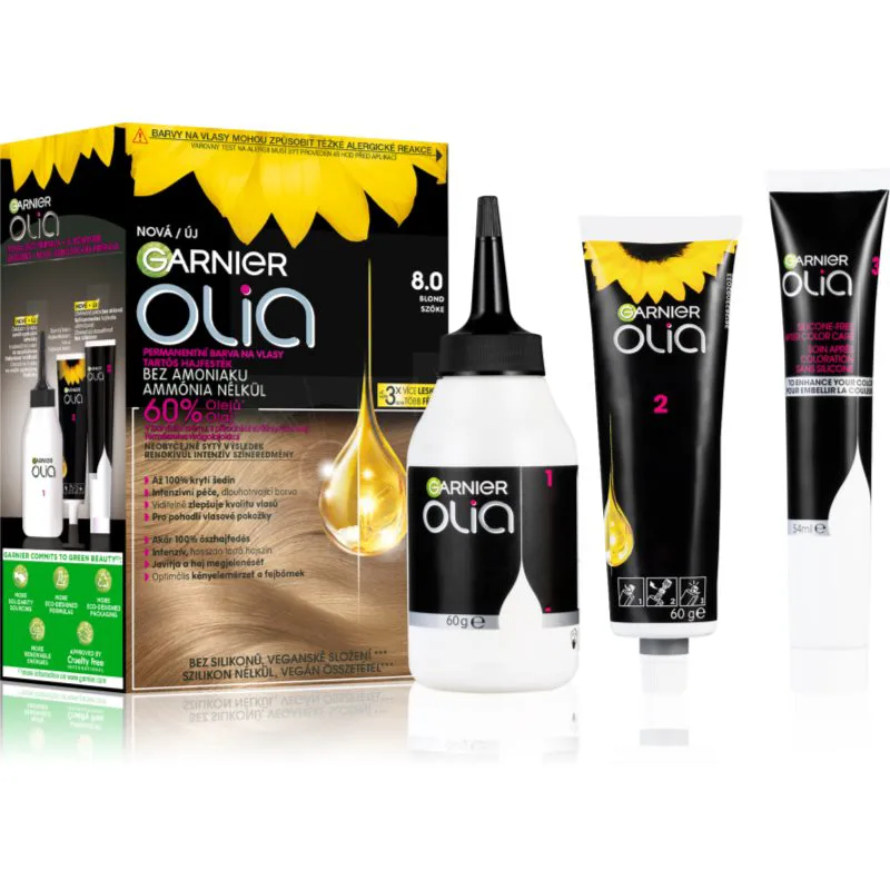 Garnier Olia Big Kit μόνιμη βαφή μαλλιών απόχρωση 8.0 Blond 1 τμχ