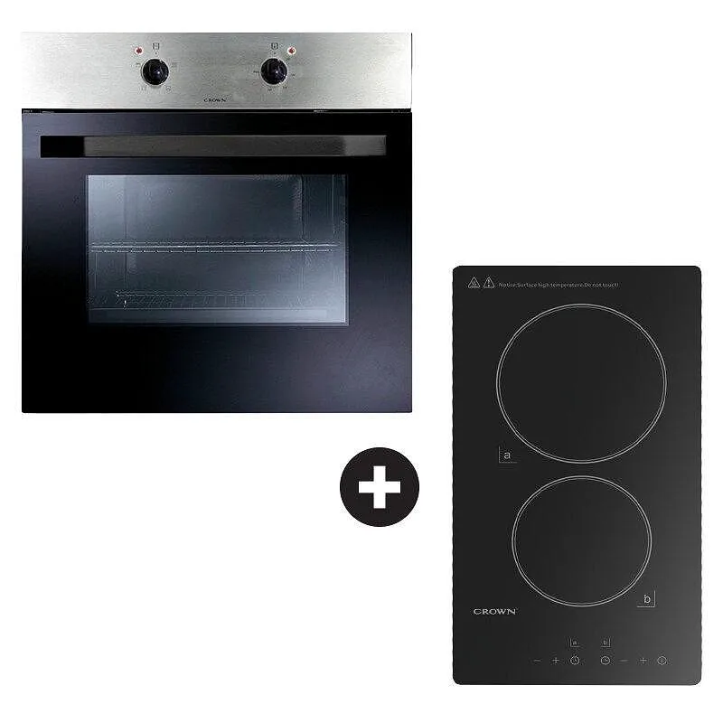 Σετ Φούρνος Εστία,56 λιτ., 59x59x55 εκ., FCM 106 AIX + VCP 32, Crown