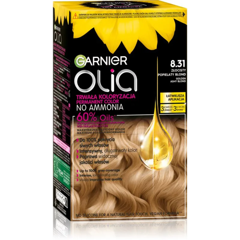 Garnier Olia Big Kit μόνιμη βαφή μαλλιών απόχρωση 8.31 Golden Ashy Blond 1 τμχ