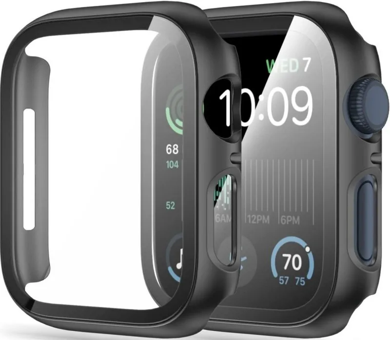Θήκη Apple Watch 9 / 8 / 7 (45mm) Κόκκινο με Tempered Glass - Black (8719246461217)