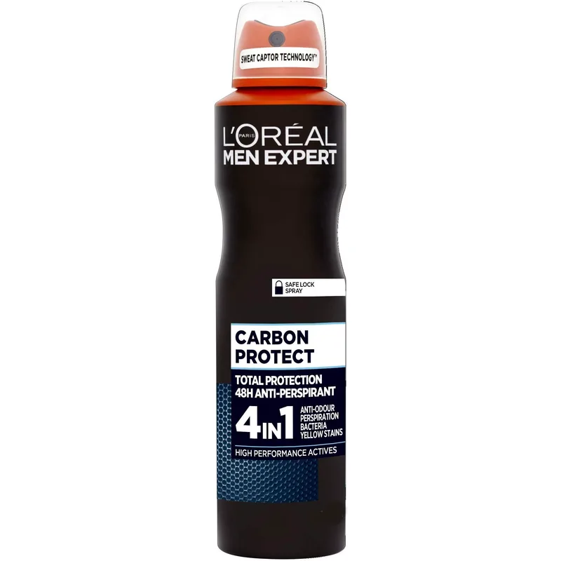L'Oreal Paris Men Expert Carbon Protect Spray Ανδρικό Αποσμητικό με 48ωρη Ολική Προστασία Ενάντια στον Ιδρώτα 150ml