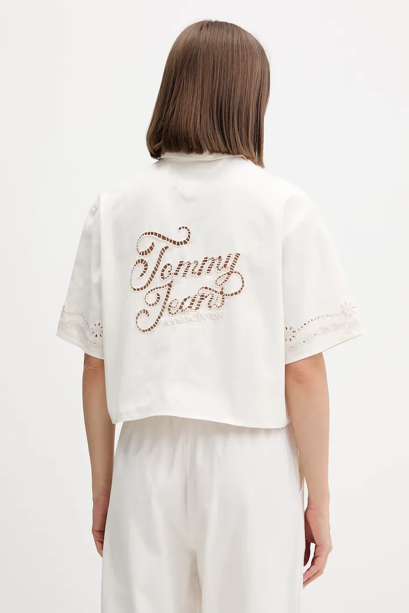Tommy Jeans πουκάμισο γυναικείο με πρόσμιξη λινού