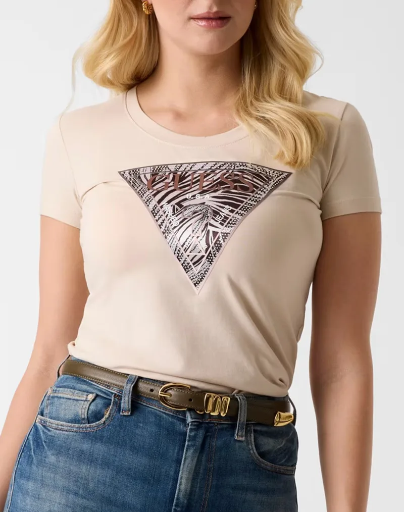 GUESS SS CN ZEBRA TRIANGLE TEE ΜΠΛΟΥΖΑ ΓΥΝΑΙΚΕΙΟ W6GI19K3042-G1M5 Biege
