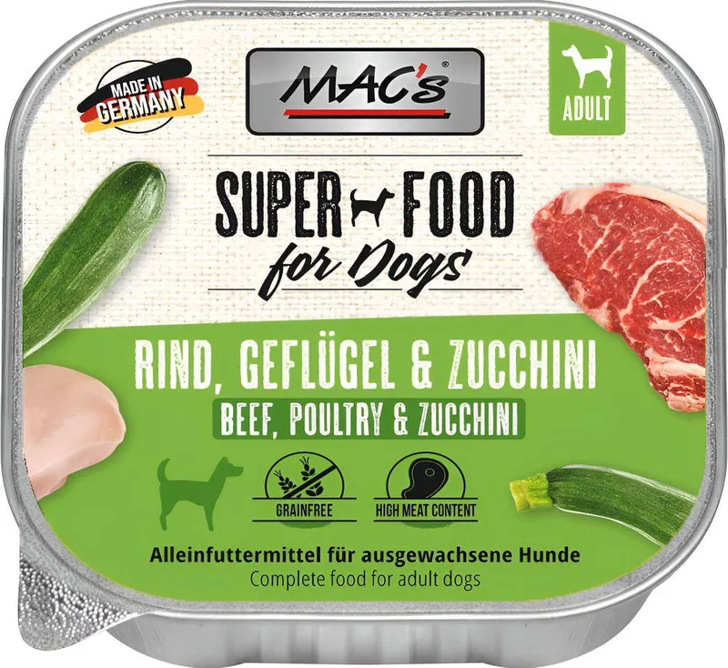 ΥΓΡΗ ΤΡΟΦΗ ΣΚΥΛΟΥ MACS DOG TRAY ΜΕ ΒΟΔΙΝΟ ΠΟΥΛΕΡΙΚΑ - ΚΟΛΟΚΥΘΑΚΙ (150GR)