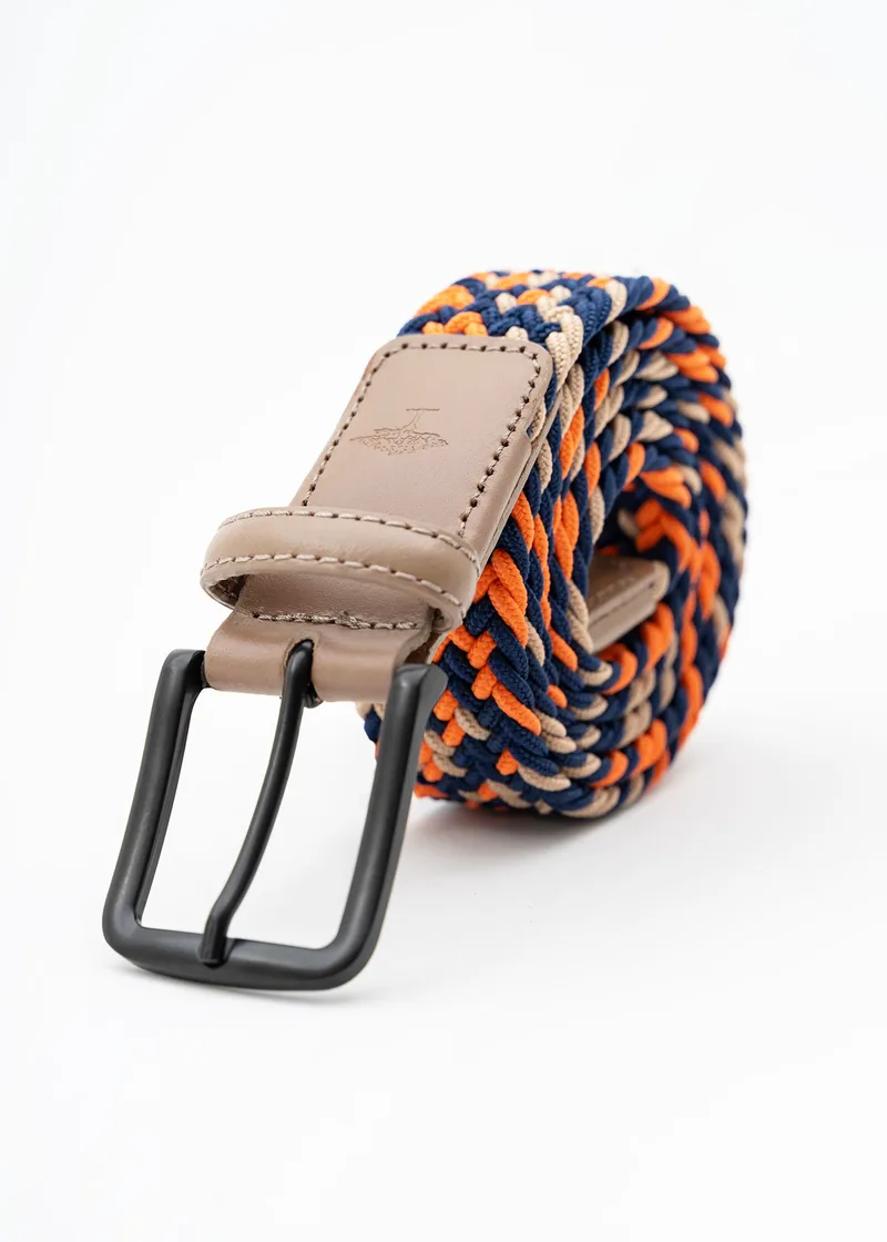 Fynch Hatton Ζώνη της σειράς Braided - FM4009 H4507 4933 Dark Blue Πορτοκαλί