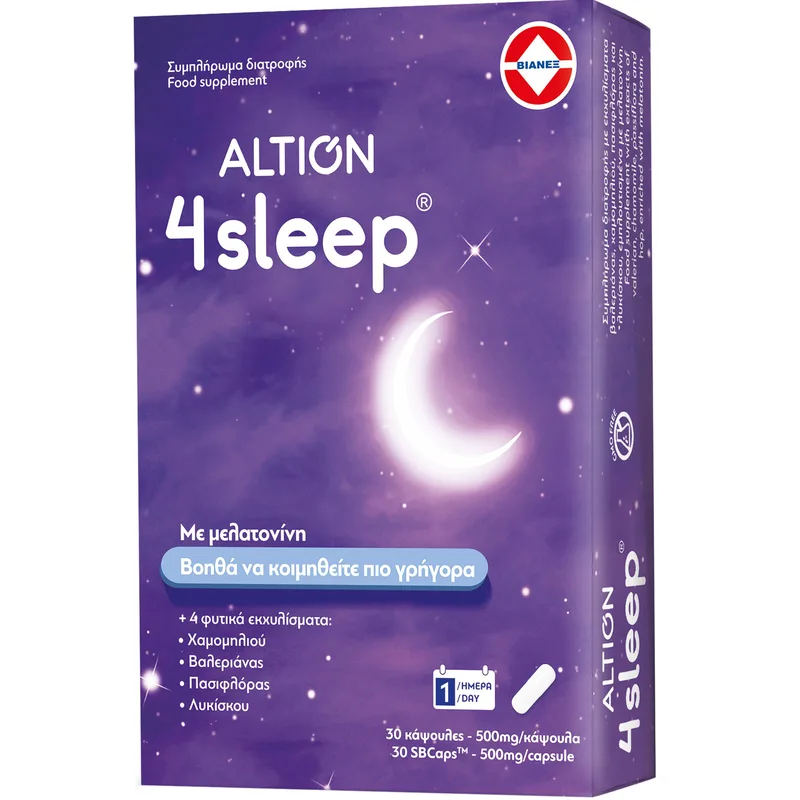 Altion 4sleep Συμπλήρωμα Διατροφής με Μελατονίνη για τη Βελτίωση της Ποιότητας του Ύπνου & της Αϋπνίας 30caps
