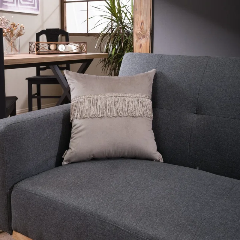Διακοσμητική Μαξιλαροθήκη 45X45 Teoran Velvet 07 Με Κρόσι (45x45)