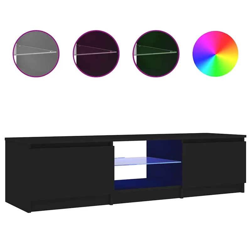 vidaXL Έπιπλο Τηλεόρασης με LED Μαύρο 140x40x36 εκ.