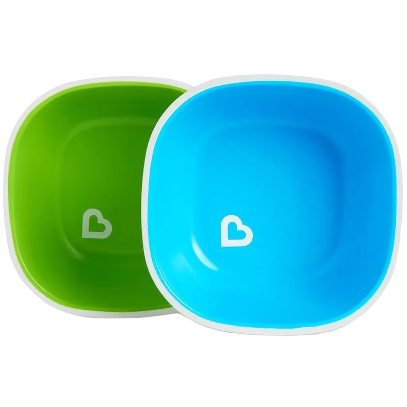 Munchkin Splash Bowls 6m+ Μπολ με Αντιολισθητική Βάση 2 Τεμάχια - Πράσινο / Γαλάζιο