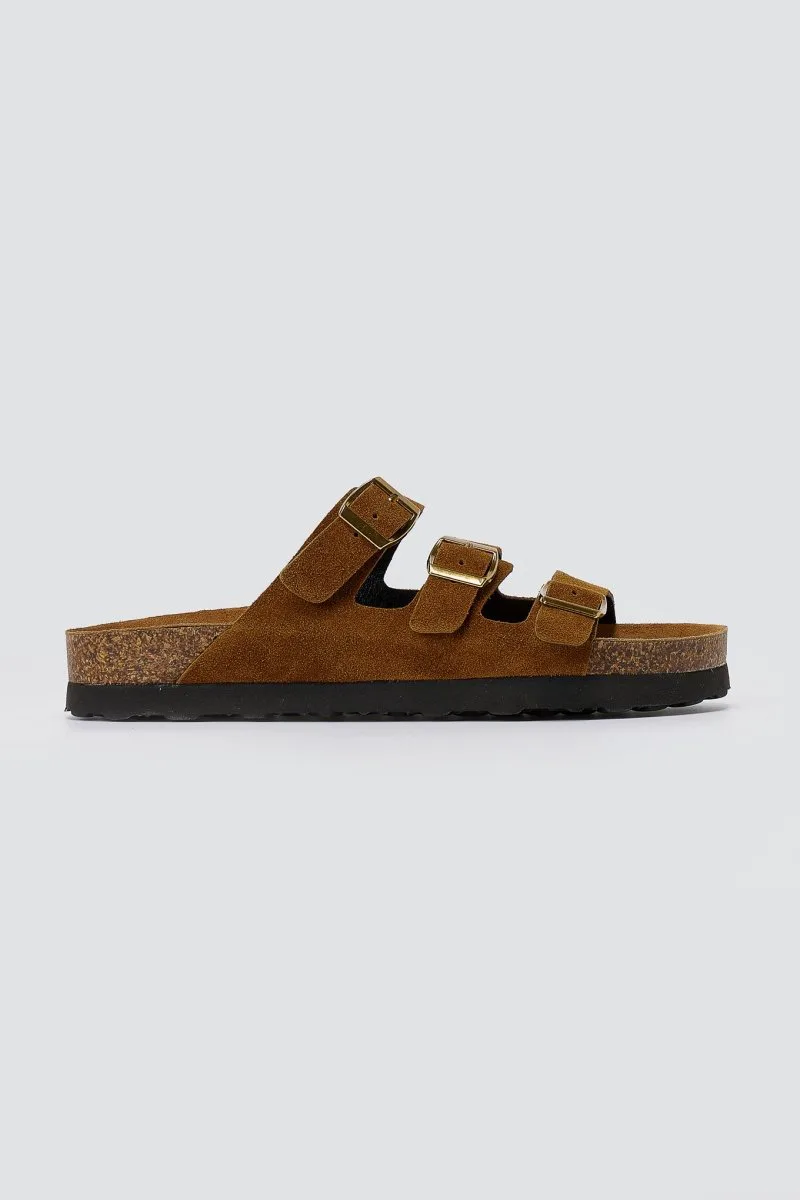 ATENEO Buckle Sandals Anatomical Footbed - 52103 - Brown Suede