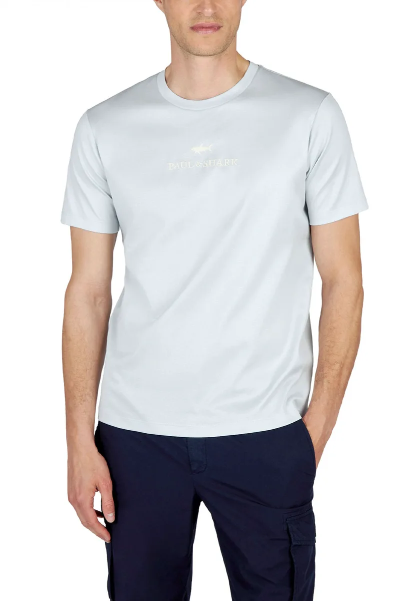 PAUL&SHARK T-SHIRT CREW NECK AQUA TOUCH LOGO ΣΙΕΛ