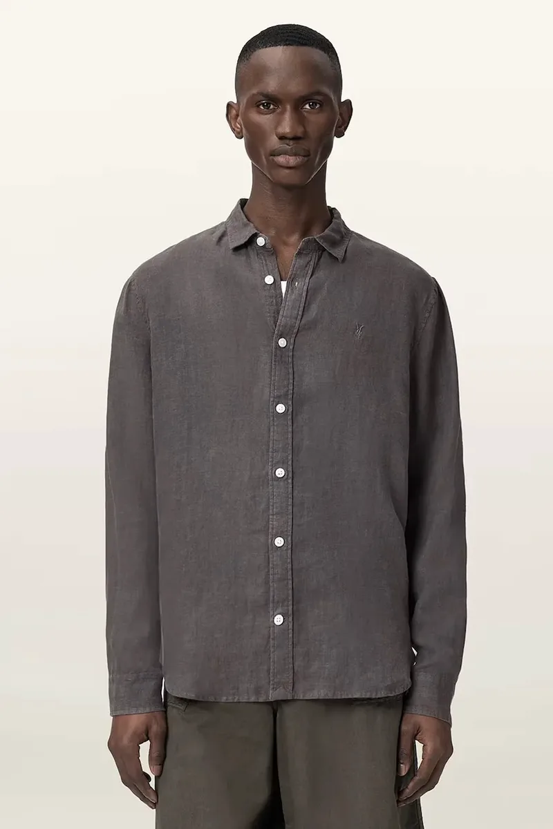 AllSaints πουκάμισο ανδρικό λινό LOOM